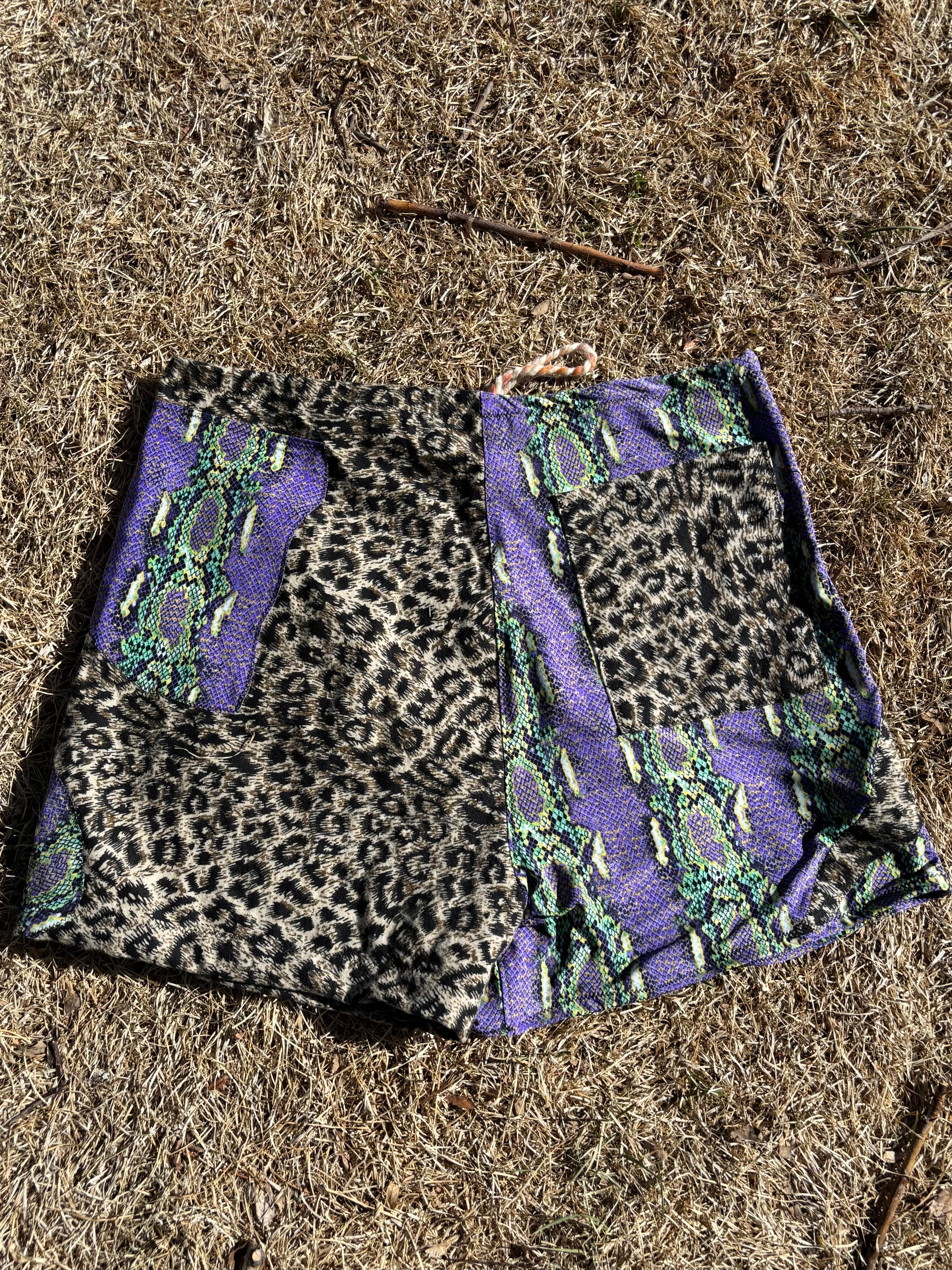 Snakeskin Sage - Patchwork Shorts