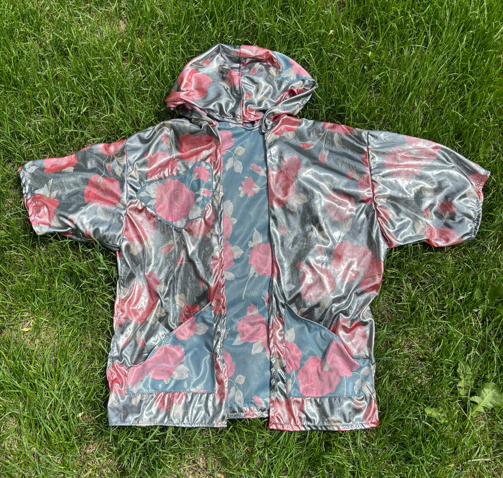 Shiny Floral Silk Kimono - OOAK - S-L