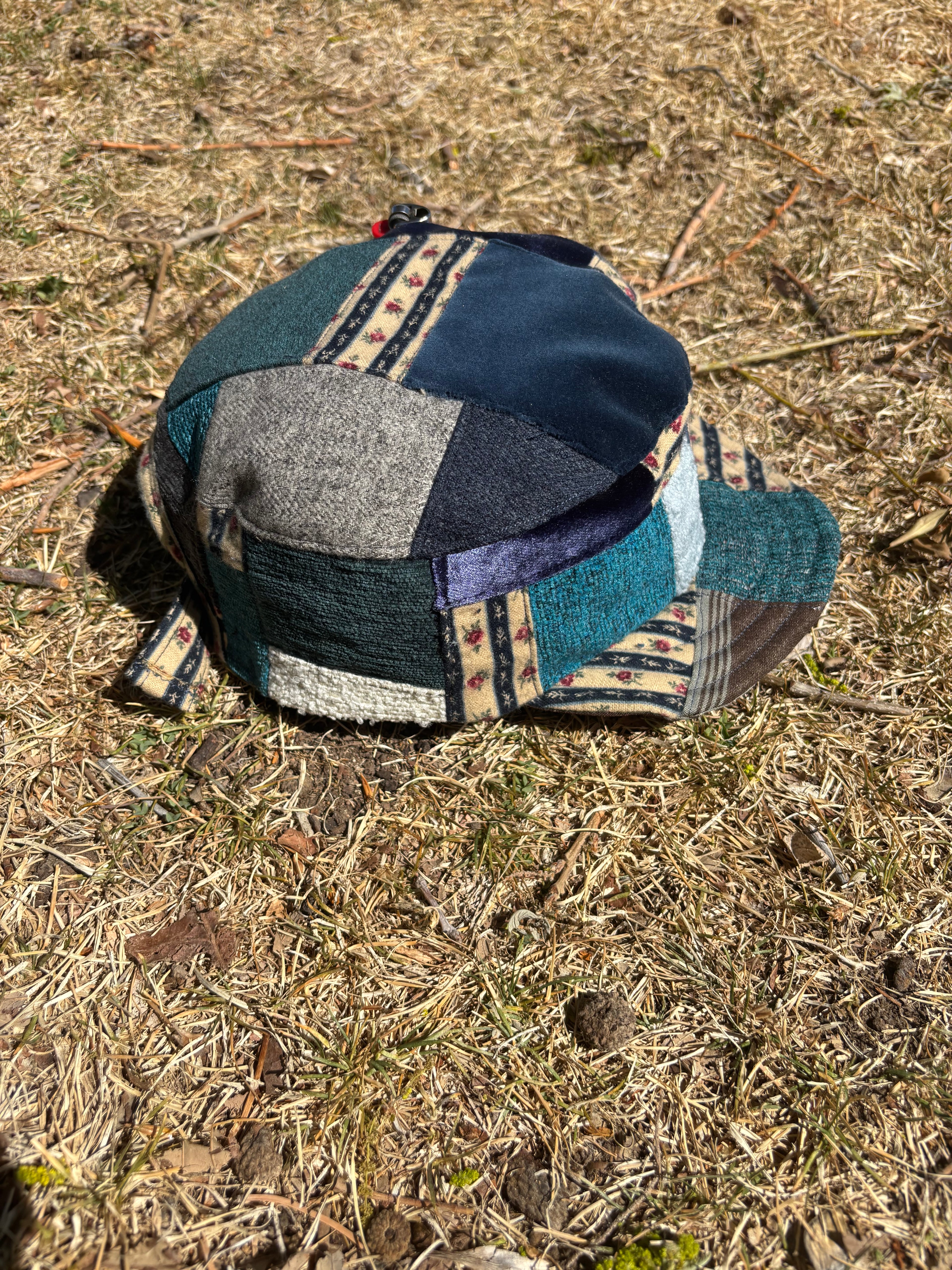 Patchwork Blues - OOAK Patchwork Pillbox Cap - OSFM