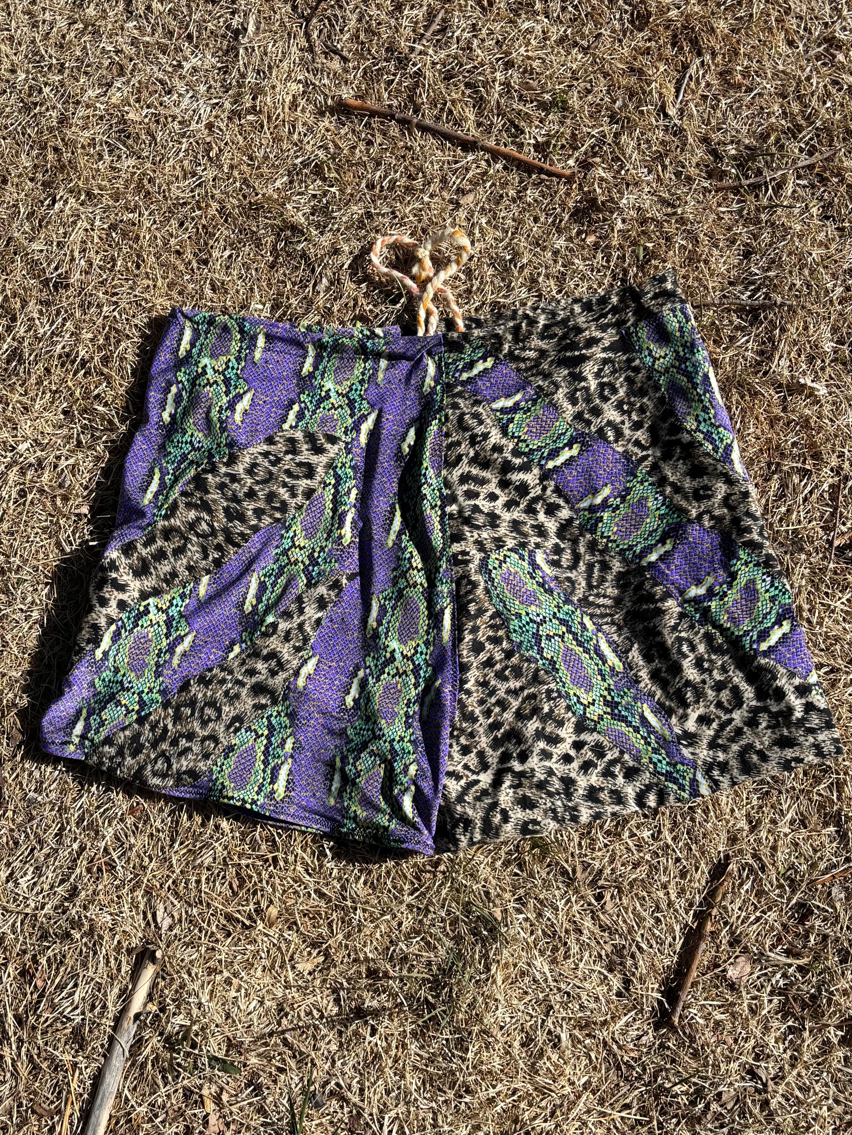 Snakeskin Sage - Patchwork Shorts