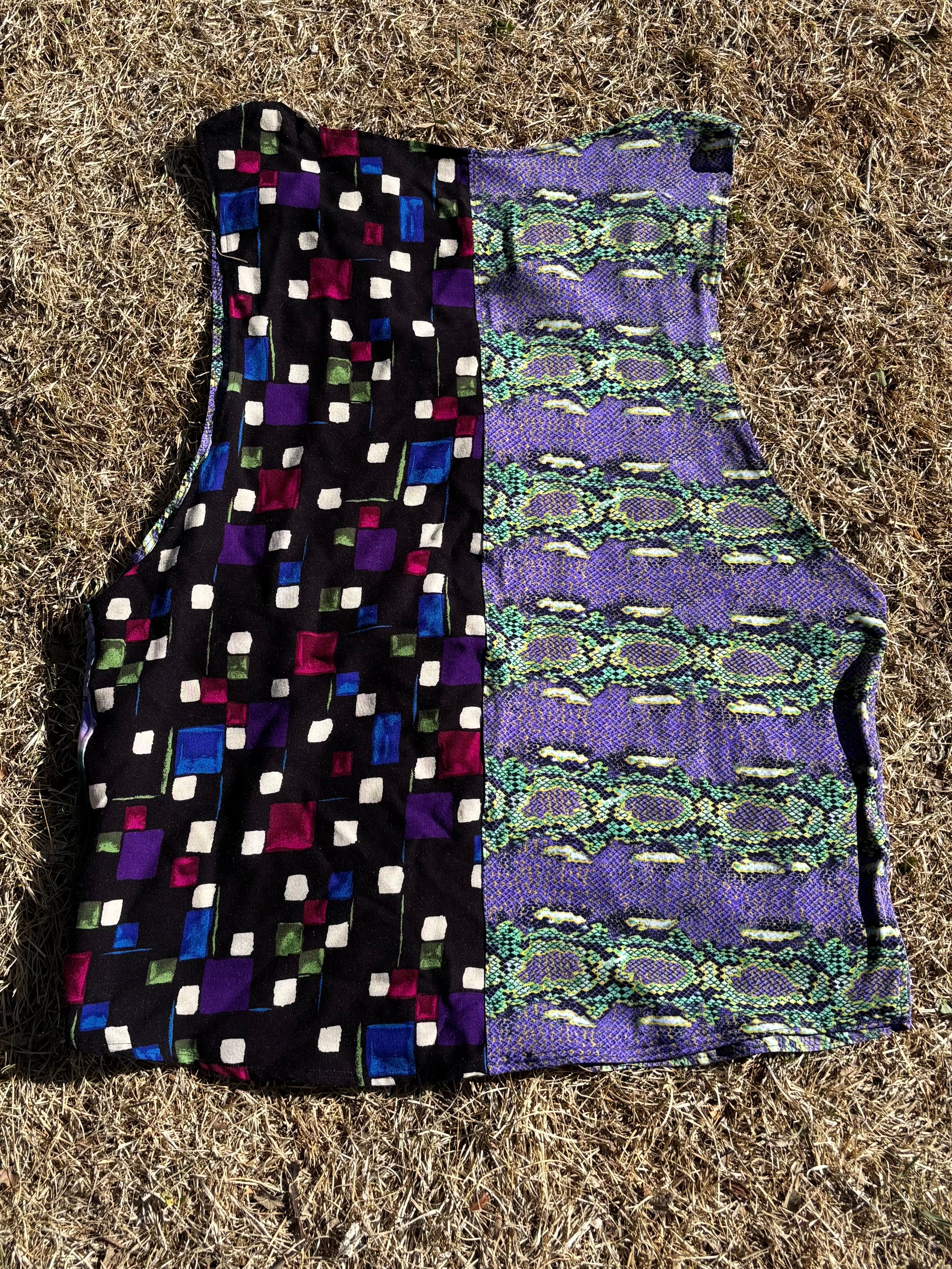 Snakeskin Sage Patchwork Tank Top - L/XL